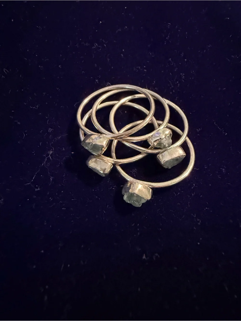 Sterling Silver Aquamarine Stacked Band Ring - Blue